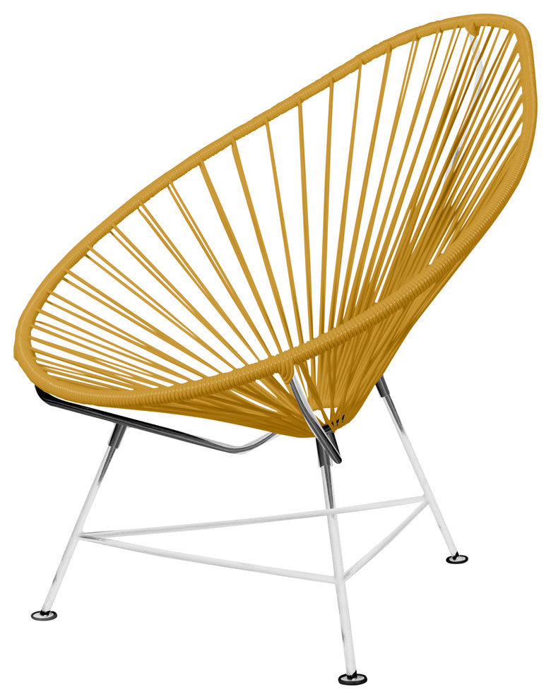 Acapulco Indoor/Outdoor Handmade Lounge Chair, Caramel Weave, Chrome Frame