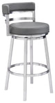 Madrid Contemporary 30" Bar Height Barstool in Brushed Stainless Steel Finish an