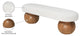 Meridian Furniture Bowie Boucle Fabric Upholstered Bench, Cream, Brown Finish