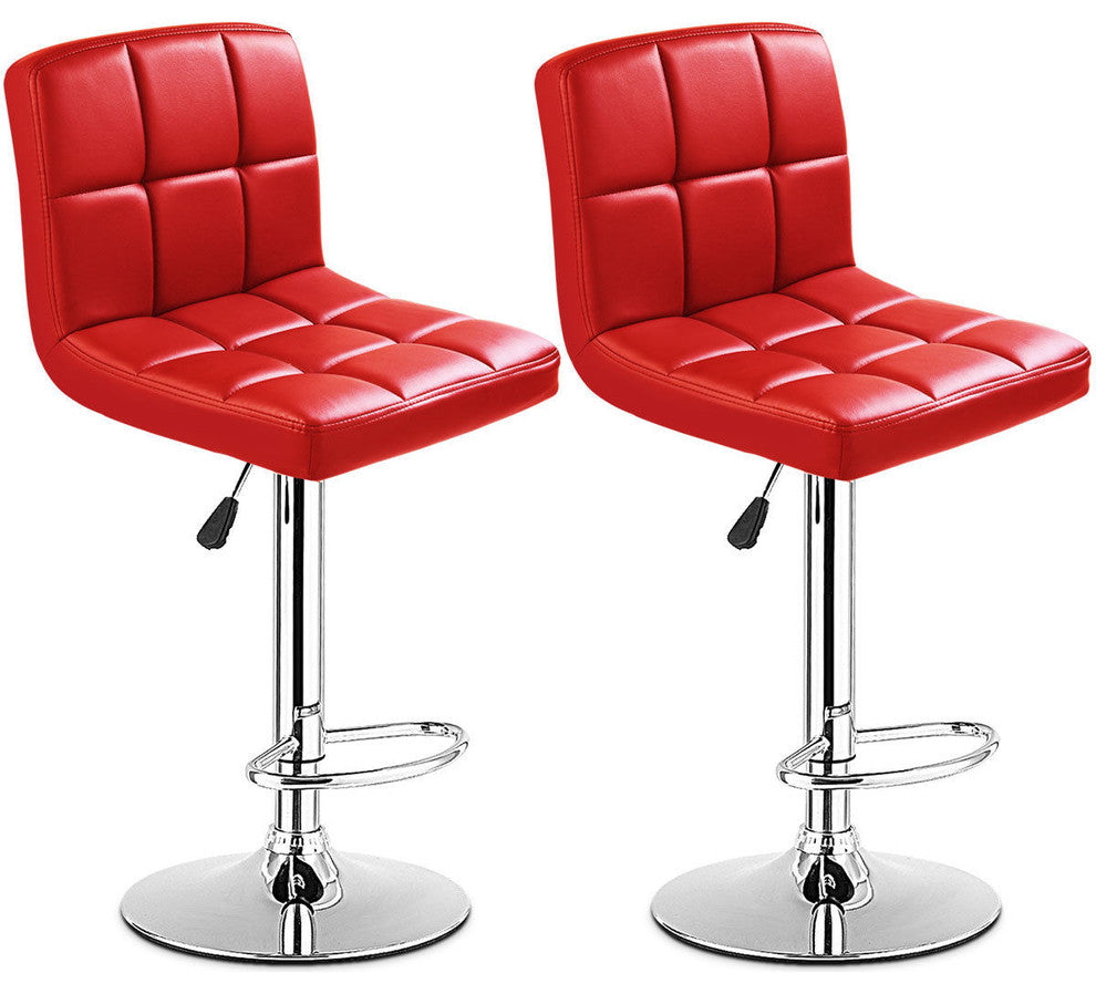 Costway Set Of 2 Bar Stools PU Leather Adjustable Barstool Swivel Pub Chairs