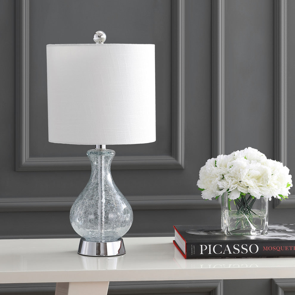 Playa 21" Metal and Bubble Glass Led Table Lamp, Chrome