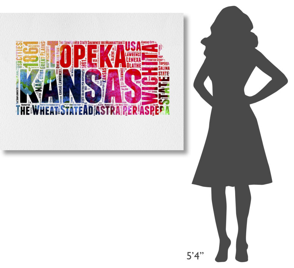 "Kansas Watercolor Word Cloud" Fine Art Print