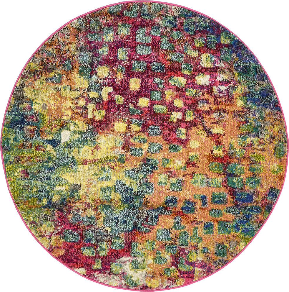 Unique Loom Multicolored Jardin Ivy 4' 0 x 4' 0 Round Rug