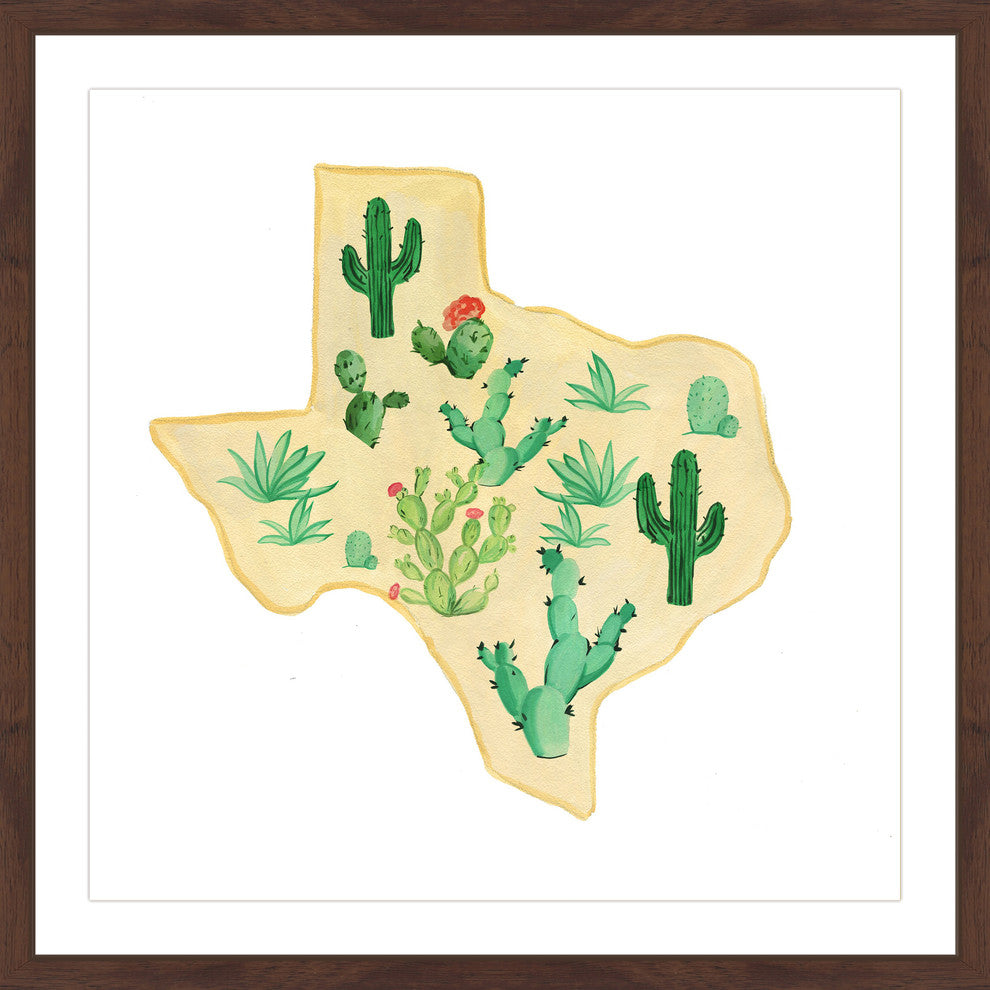 "Texas Cactus" Framed Painting Print, 18x18