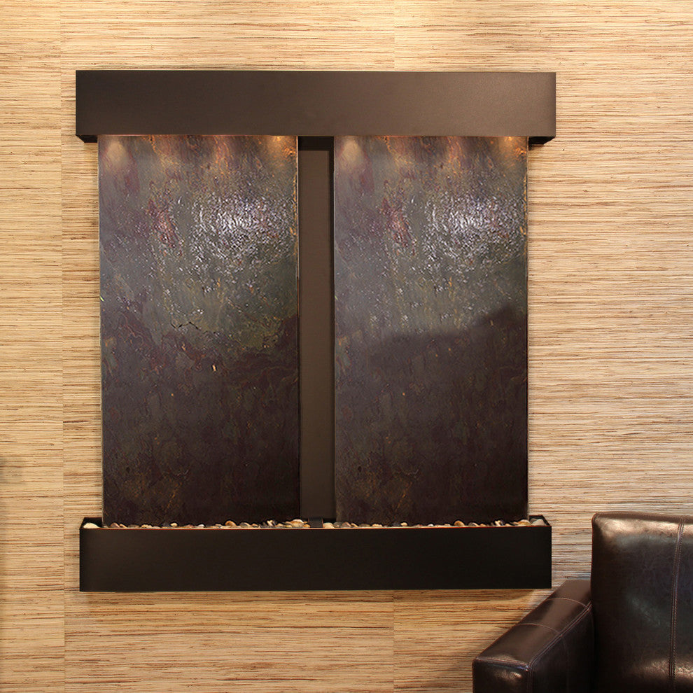 Aspen Falls Water Fountain, Multi-Color, Blackened Copper, Square