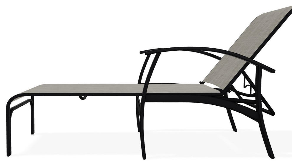 Belle Isle Sling 4-Position Outdoor Chaise Lounge, Smoke/Black