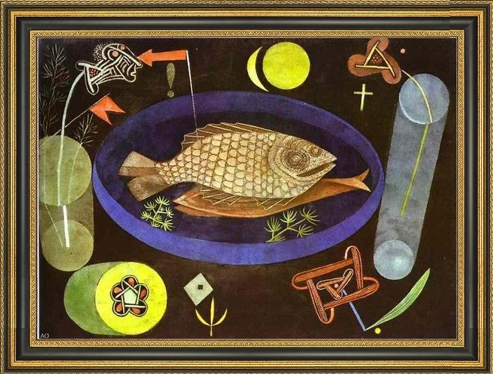 Paul Klee Aroundfish - 18" x 27" Framed Premium Canvas Print