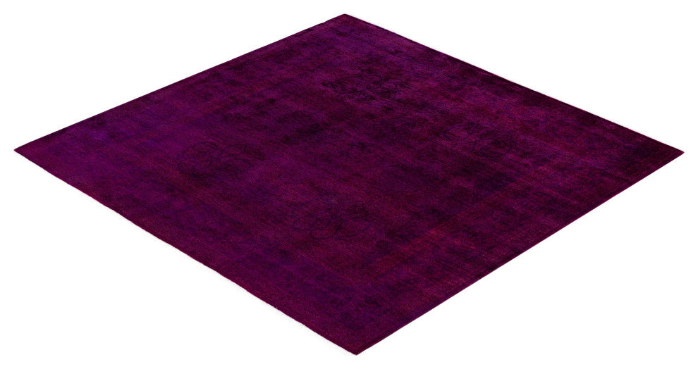 Overdyed One-of-a-Kind Hand-Knotted Area Rug Purple, 5' 0" x 5' 1"