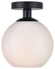 Baxter 1 Light Flush Mount in Black with Frosted White Glass