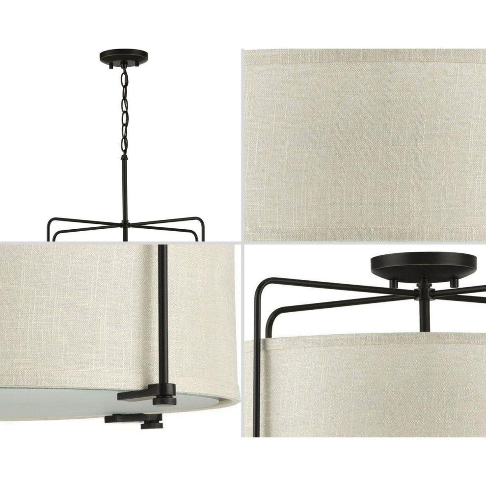 Kempsey Collection 3-Light Semi-Flush Convertible, Antique Bronze