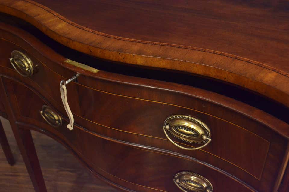 Mahogany Hepplewhite Serpentine Sideboard by Leighton Hall