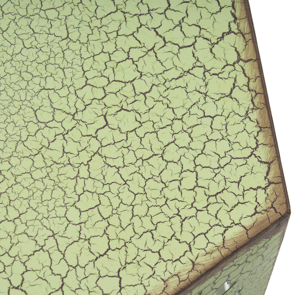 GDF Studio Elliot Outdoor 14" Sunburst Iron Side Table, Crackle Green