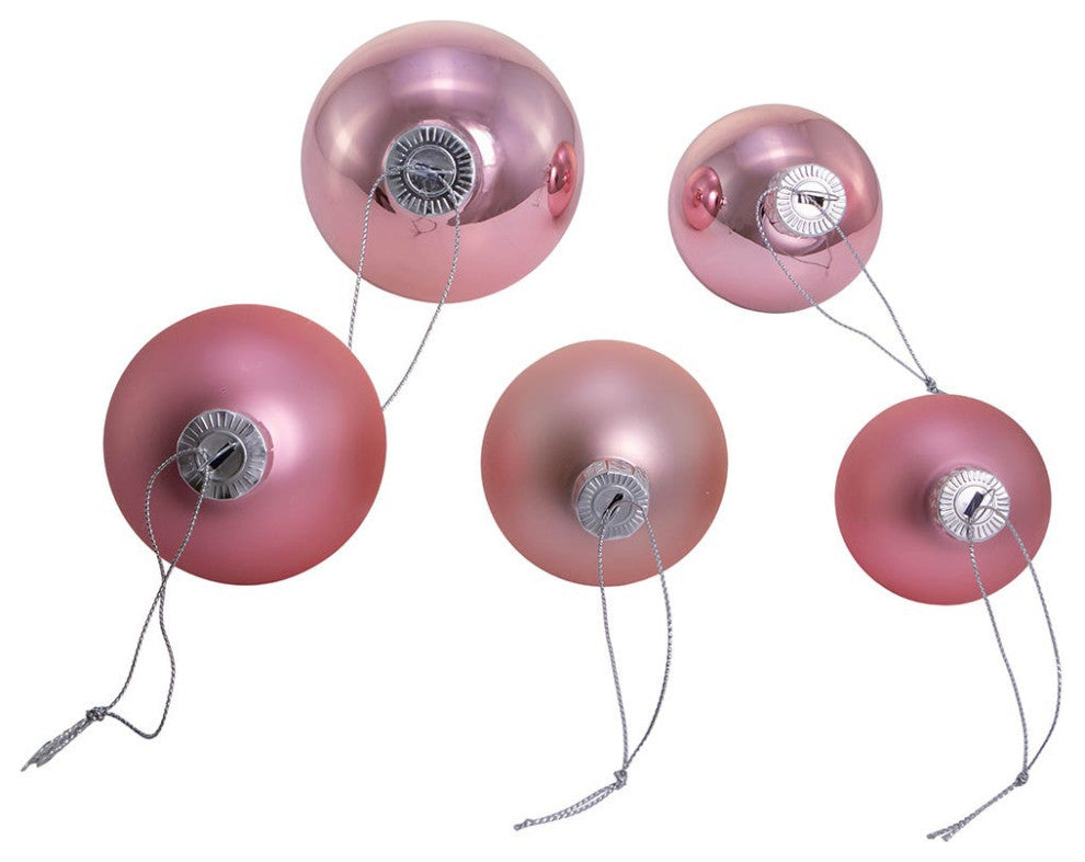 60-80MM Shiny and Matte Pink Glass Ball Ornaments, 20-Piece Set