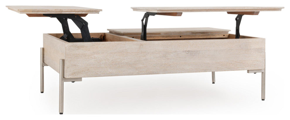 Rocklin Mango Wood Lift Top Coffee Table, White