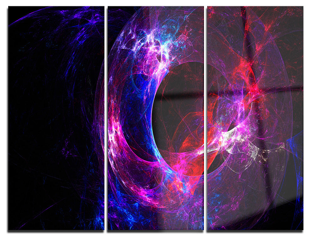 "Far Spherical Galaxy Purple" Digital Metal Wall Art, 3 Panels, 36"x28"
