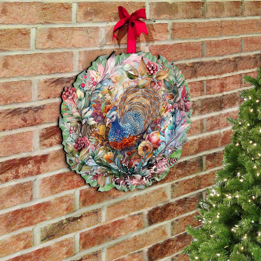 Thanksgiving Turkey Wreath Holiday Door Decor