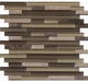 12"x12" Glass and Stone Mosaic Tile, Chocolate, Strips, Set of 5