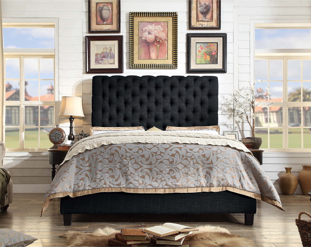 Alexis Chesterfield Tufted Upholstered Platform Bed, Queen, Charcoal