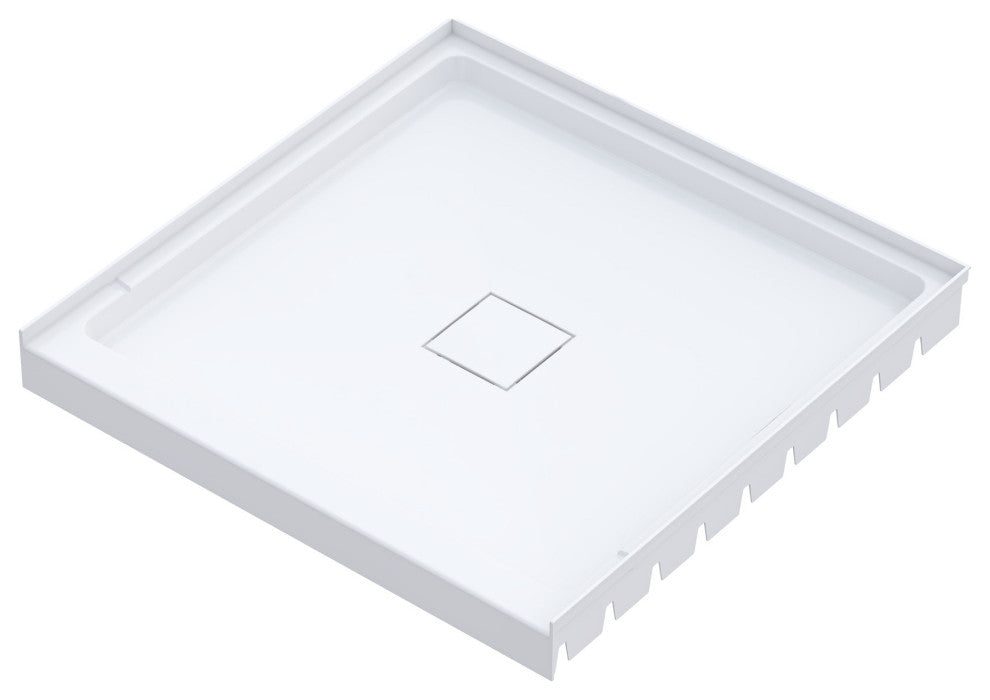 Marquette 36x36 Shower Pan Base With Center Drain, Glossy White