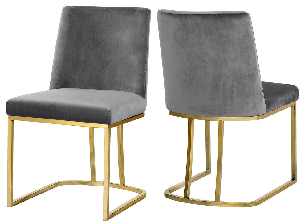 Heidi Velvet Dining Chairs, Set of 2, Gray