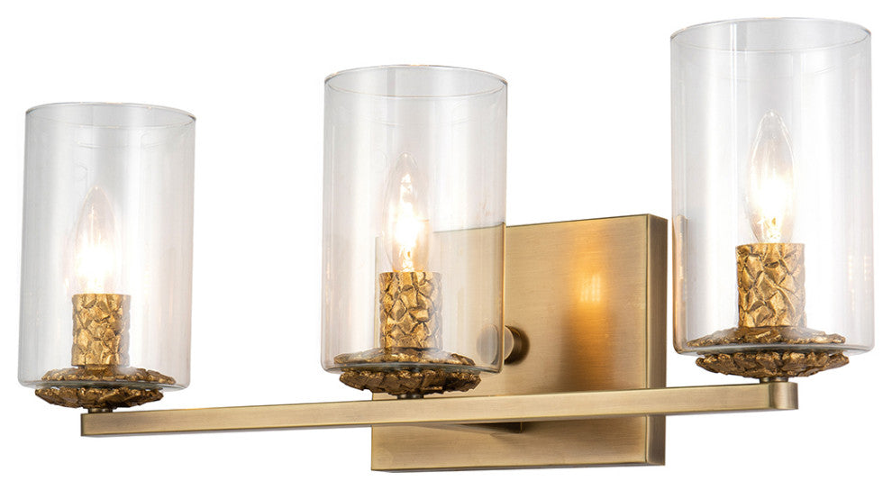 Bolivar 3-Light Vanity Fixture, Antique Brass