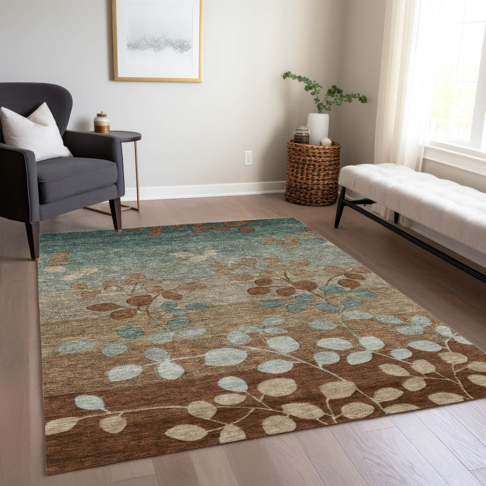 Machine Washable Indoor/Outdoor Chantille ACN1900 Mocha 3' x 5' Rug