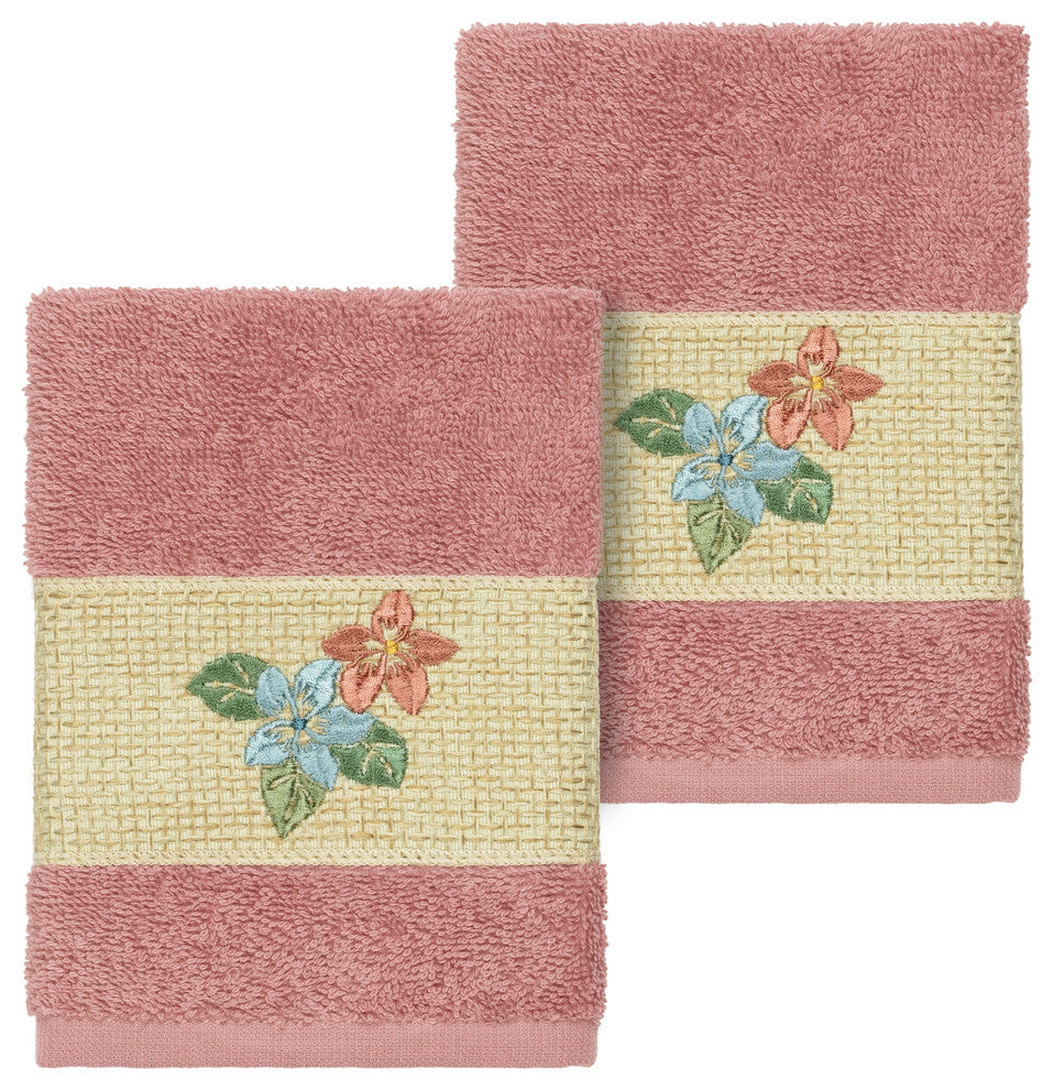 Caroline 2 Piece Embellished Washcloth Set