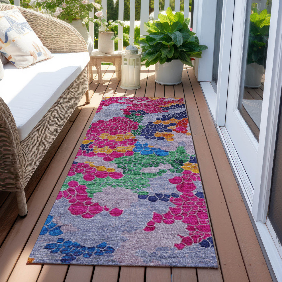 Machine Washable Indoor/Outdoor Chantille ACN1906 Blush 2'3" x 7'6" Runner Rug