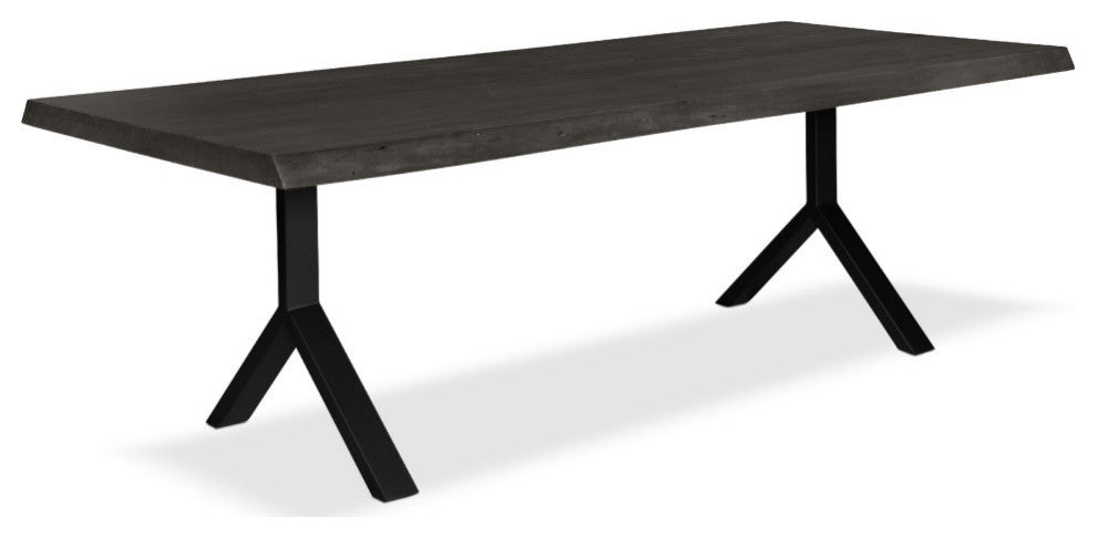 Brooks Dining Table, Y Base, 40"x79", Ebonized Top, Black Base