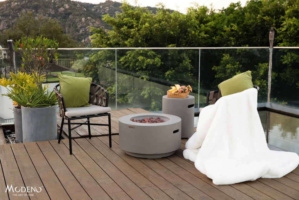 Waterford Round Gray Concrete 27" Natural Gas Fire Table by Modeno