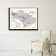 Washington DC Map Print On Canvas With Black Frame, 28" X 37"