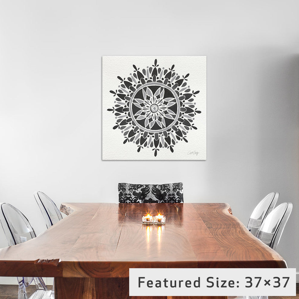 "Black Mandala Artprint" by Cat Coquillette, 12x12x1.5