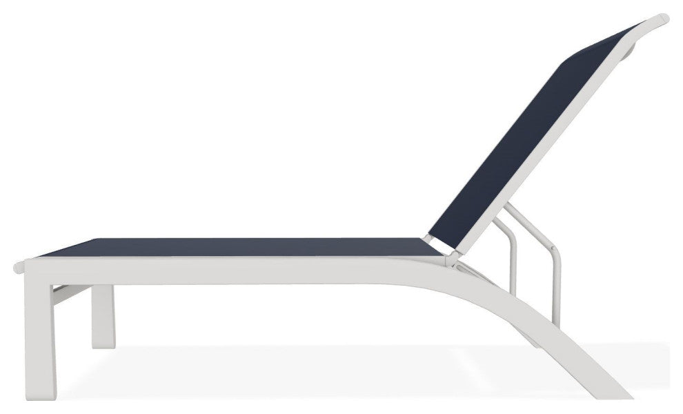Kendall Sling Stackable Outdoor Chaise Lounge, Navy/Snow
