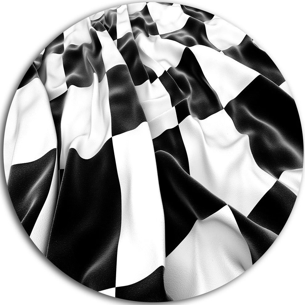3D Checkered Flag, Abstract Digital Art Round Wall Art, 23"