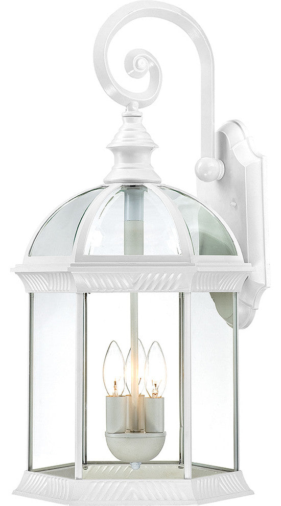 Traditional Boxwood 3 Lgt 26" Outdoor Wall, White Finish