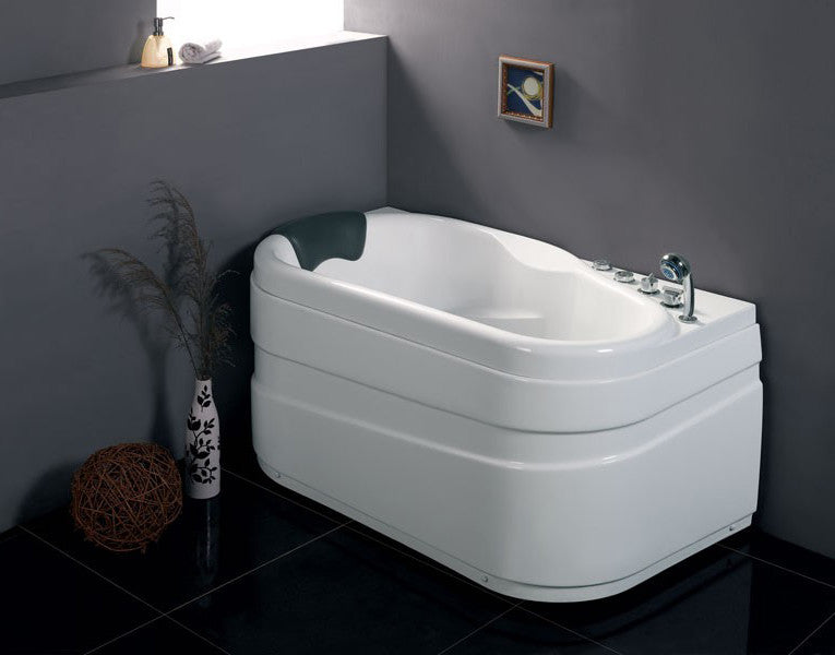 EAGO AM175-R 57'' White Acrylic Left Drain Jetted Whirlpool Bathtub W/ Fixtures