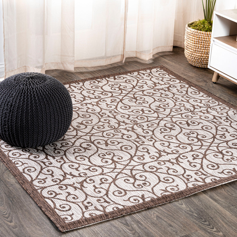 Madrid Vintage Filigree Textured Weave Indoor/Outdoor Area Rug