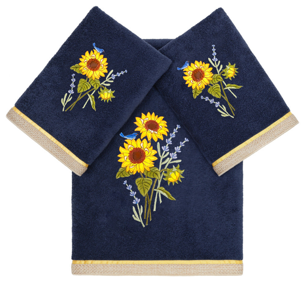 Linum Home Textiles 100% Turkish Cotton GIRASOL 3PC Embellished Towel Set