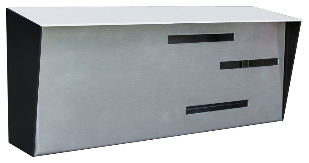 Mid-Century Modern Tri-Tone Mailbox, Black/Stainless/White