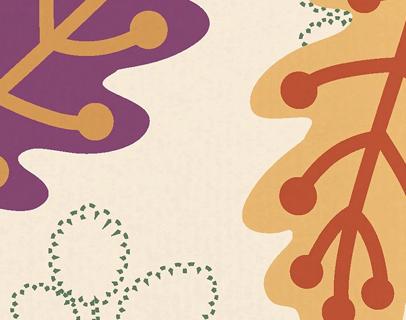 Retro Leaves Floral Print Hand Towel, Purple