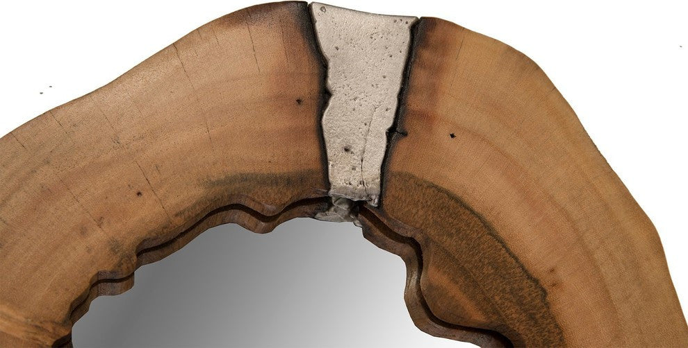 Molten Mirror Wall Art, Poured Aluminum in Wood