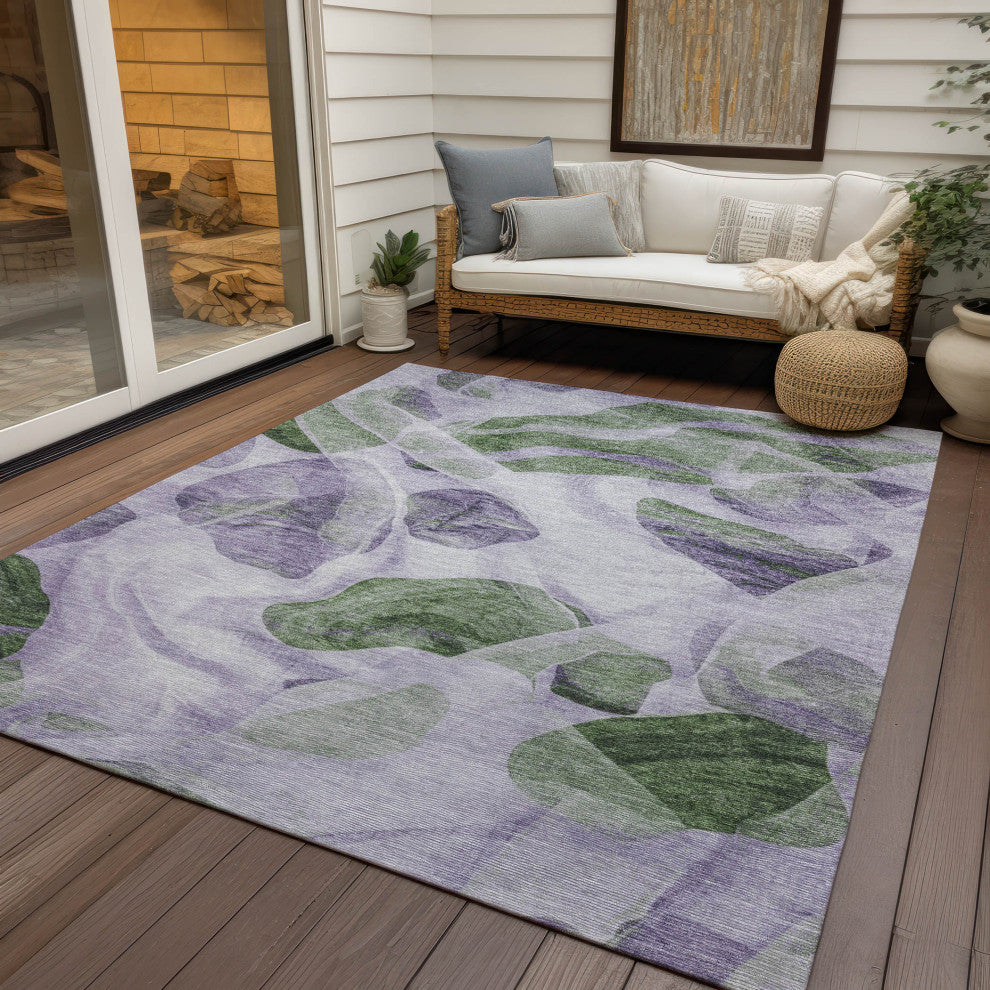 Machine Washable Indoor/Outdoor Chantille ACN1863 Violet 5' x 7'6" Rug