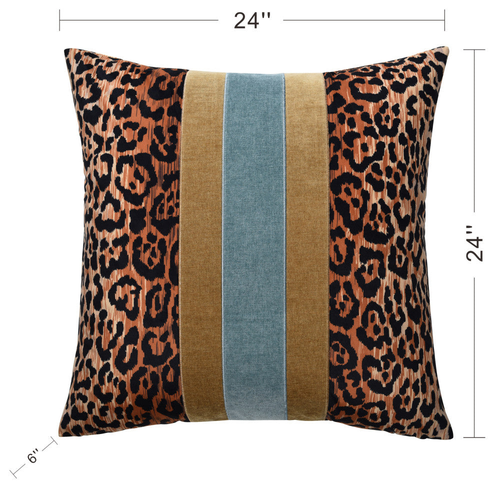 Dann Foley Lifestyle-Jaguar-Printed Pillow-24" x 24"-Oceans Blue-Yellow Khaki
