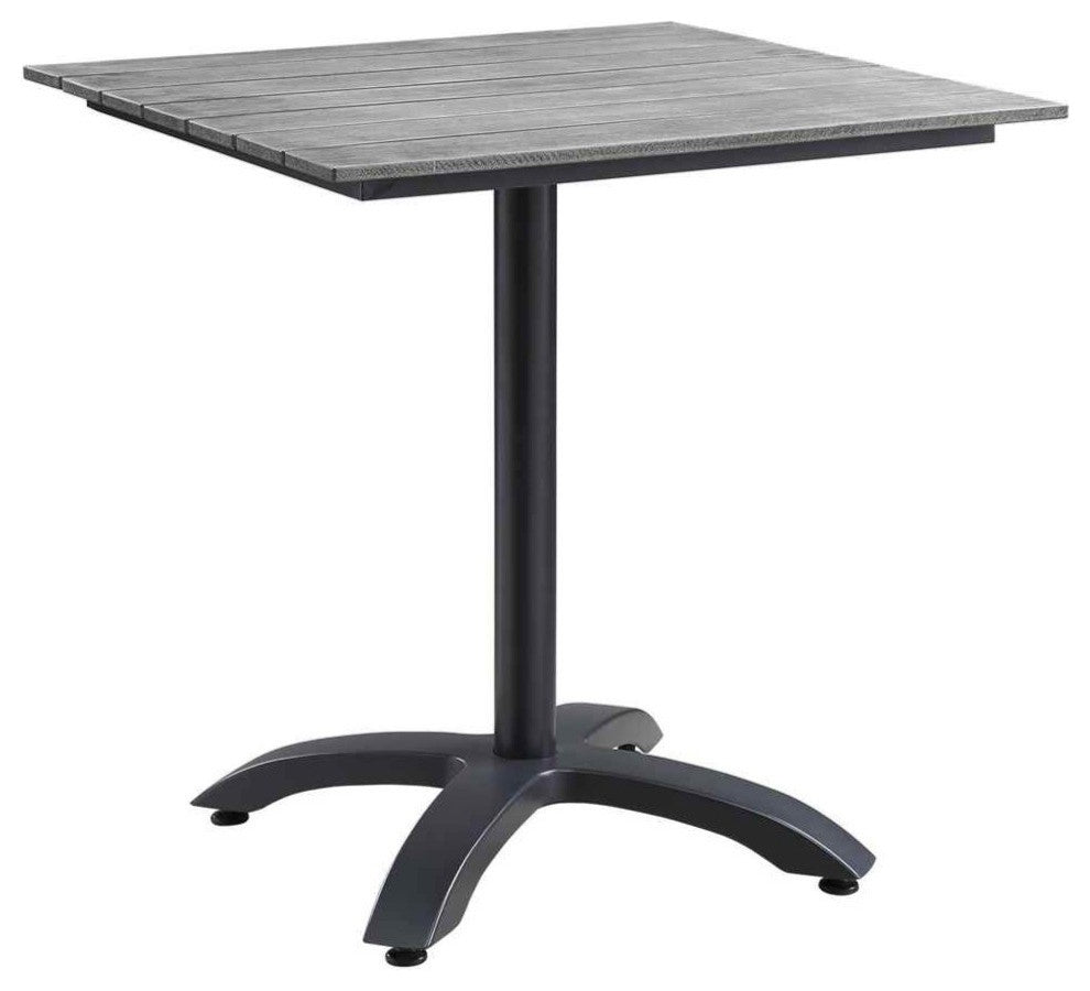 Modern Urban Contemporary Outdoor Patio Dining Table, Brown Grey Steel