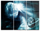 "Space View With Two Planets" Spacescape Metal Wall Art, 3 Panels, 36"x28"