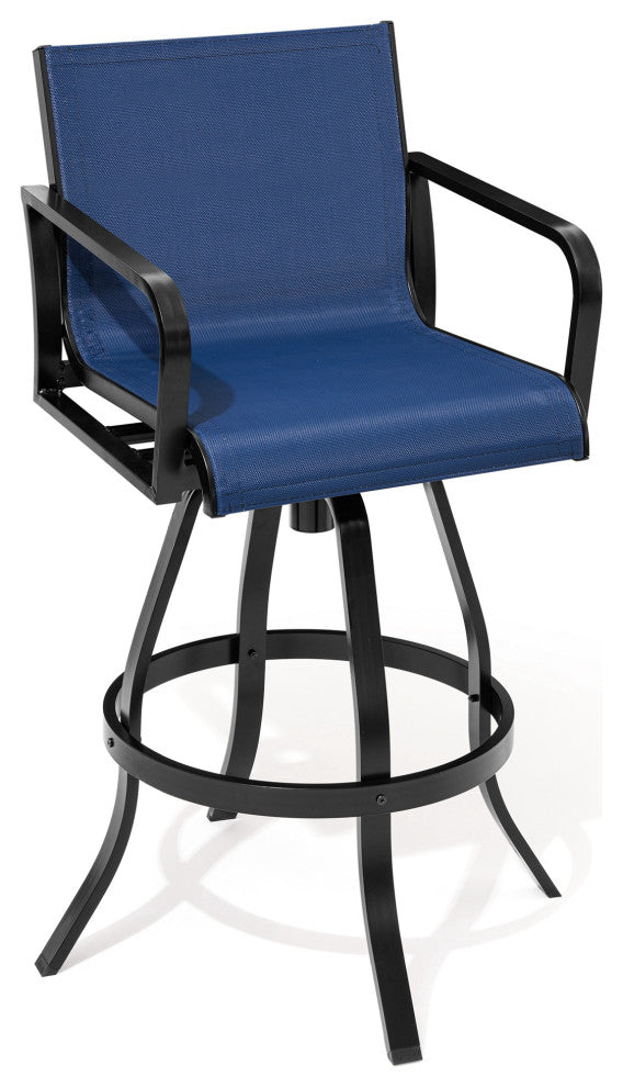 2PCS Patio Bar Stools Set Outdoor Cast Aluminum Bar Height Swivel Stools, Blue