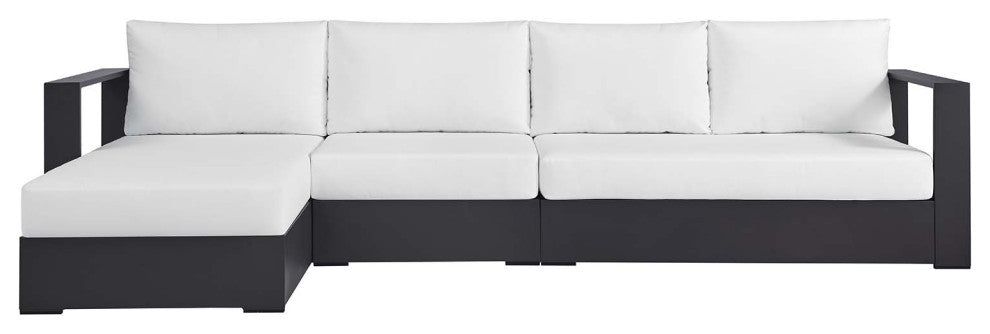 Tahoe Outdoor Patio Powder-Coated Aluminum 3-Piece Left-Facing Chaise Sectional