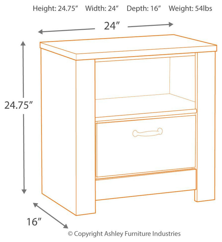 Bellaby Whitewash One Drawer Nightstand