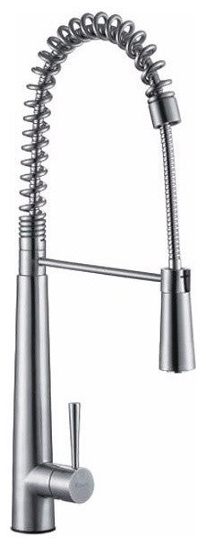 ALFI brand AB2039 Solid Stainless Steel Pull Out Commercial Kitchen Faucet