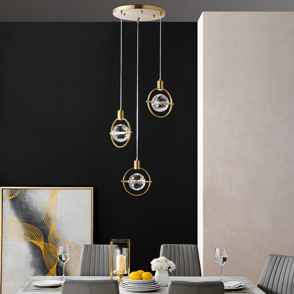 Hollywood Circle Dimmable LED Gold Pendant